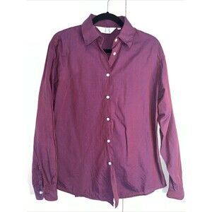 Alice Blue Women Blue Long Sleeve Button-Down Shirt 12 Purple Iridescent Office